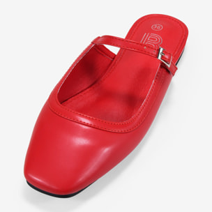 Bailarinas destalonadas rojas con tira y hebilla