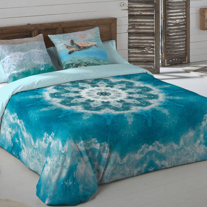 Icehome - Funda Nórdica Estampada - Cierre Solapa - 100% Algodón - Incluye 1/2 Fundas de Almohada - Mandala Sea