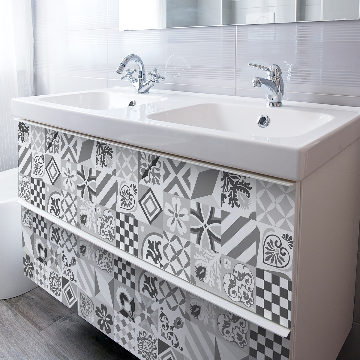 Stickers muraux - Sticker Mural Carrelage adhésif Cuisine Salle de Bain - 30 STICKERS CARRELAGES MEUBLE CADALSO