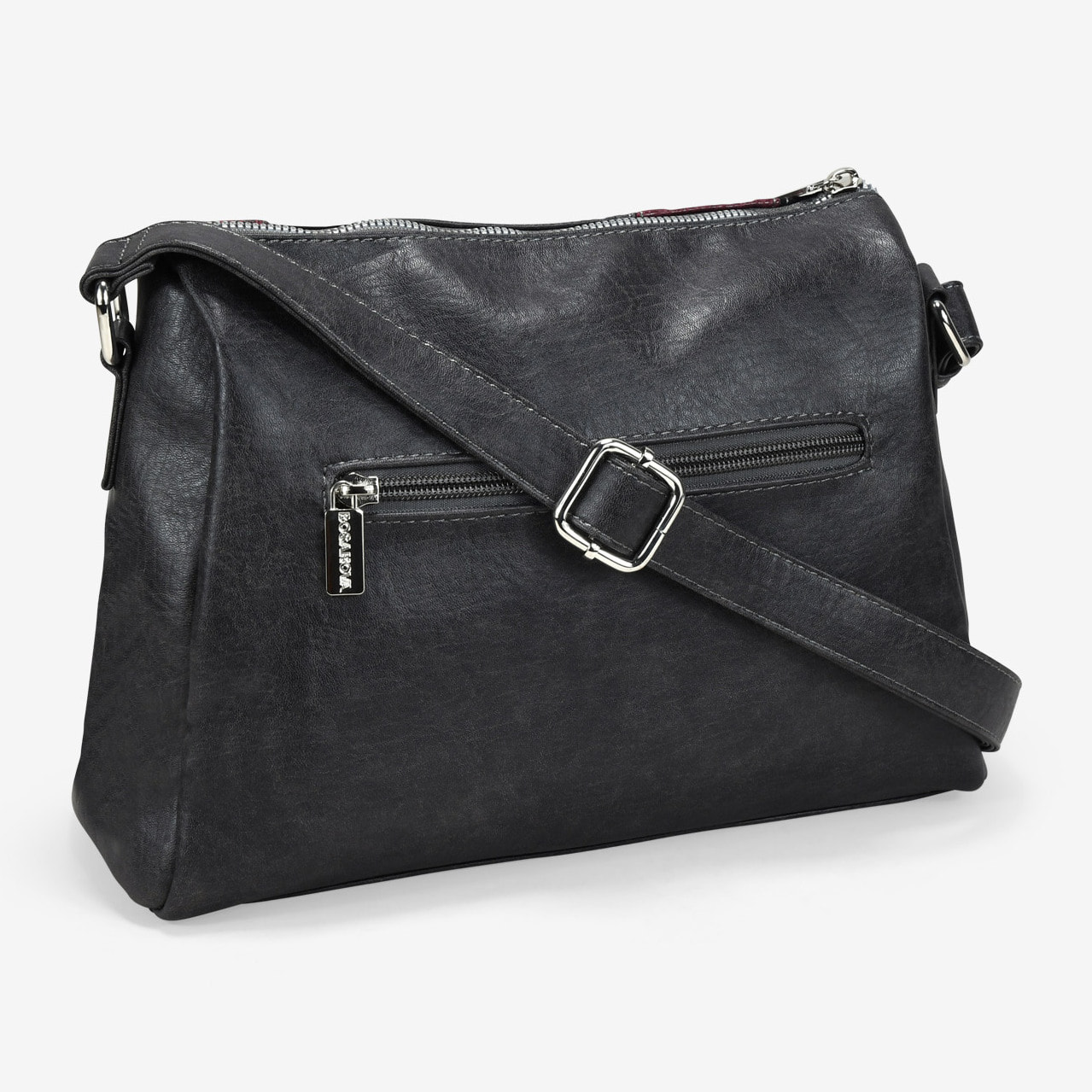 Bolso bandolera negro con cremallera y tachas