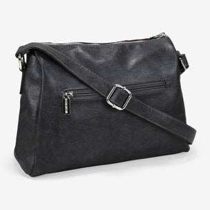 Bolso bandolera negro con cremallera y tachas