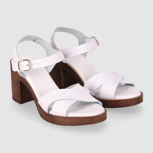 Sandalias de Piel - Blanco - Tacón: 8 cm
