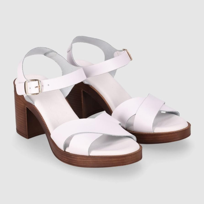 Sandalias de Piel - Blanco - Tacón: 8 cm