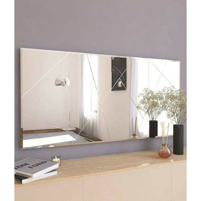 Specchio Dpessott, Specchiera, Articolo d'arredo a muro, Decorazione con specchio, 60x2h170 cm, Bianco