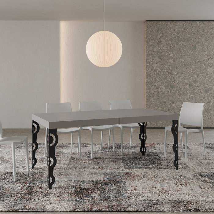 Table extensible 90x200/460cm Karamay cachemire pieds anthracite