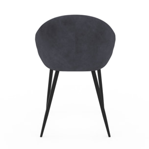 Chaises Dory en velours et pieds noirs - Gris