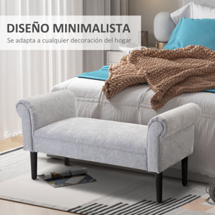 Taburete Pie de Cama de Madera Tapizado para Dormitorio Recibidor Gris