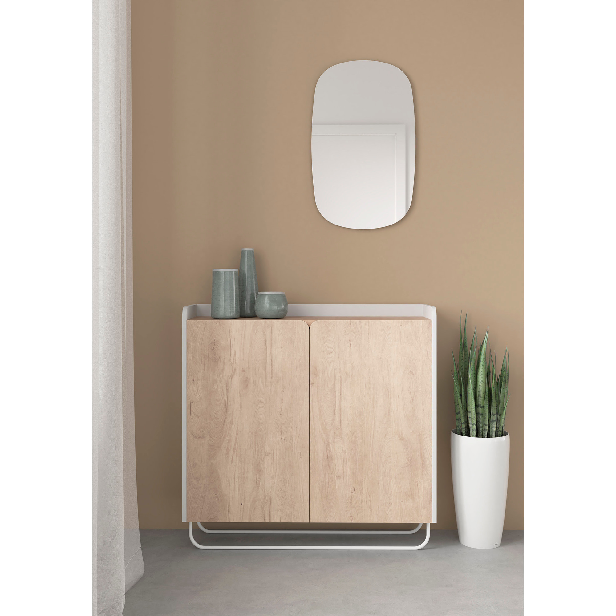 Espejo ovalado Eclipse aglomerado blanco 65x40x2 cm