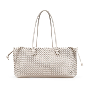 Bolso de hombro beige trenzado