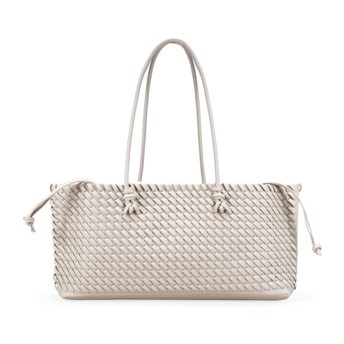 Bolso de hombro beige trenzado