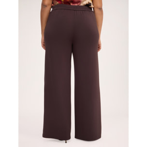 Fiorella Rubino - Pantaloni wide leg in tessuto scuba - Marrone