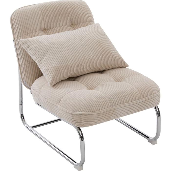 Fauteuil en velours côtelé et piètement chromé - MARVIN