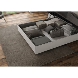 Letto matrimoniale contenitore imbottito 160x210 similpelle bianco Focus