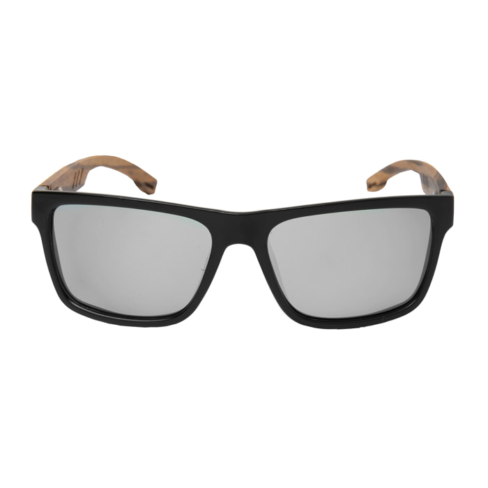 Gafas de sol OCEAN CAIMAN - Frente negro mate con patillas de madera de zebrano / Ahumada