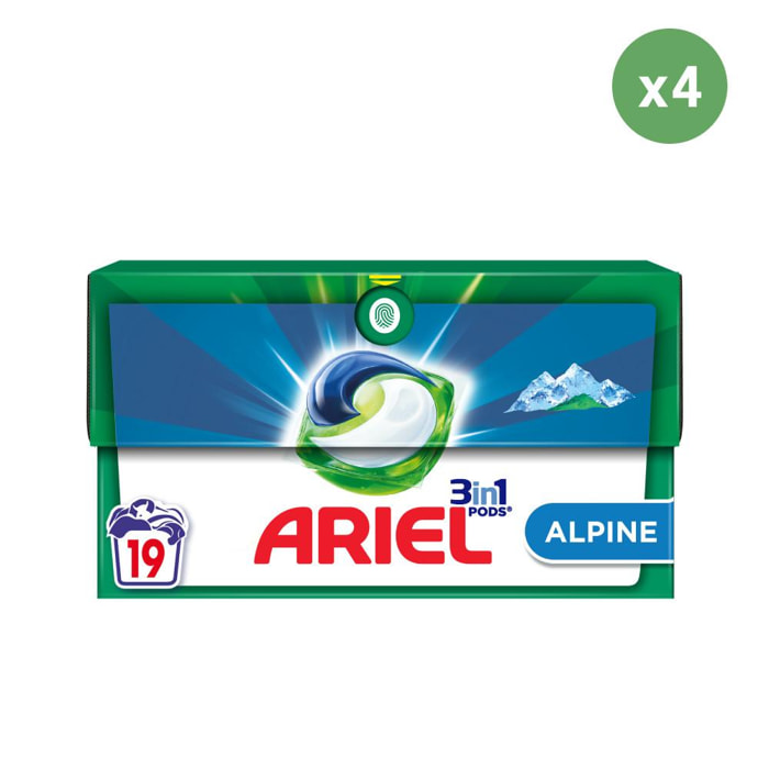 4x19 Pods Alpine, Lessive En Capsules Ariel