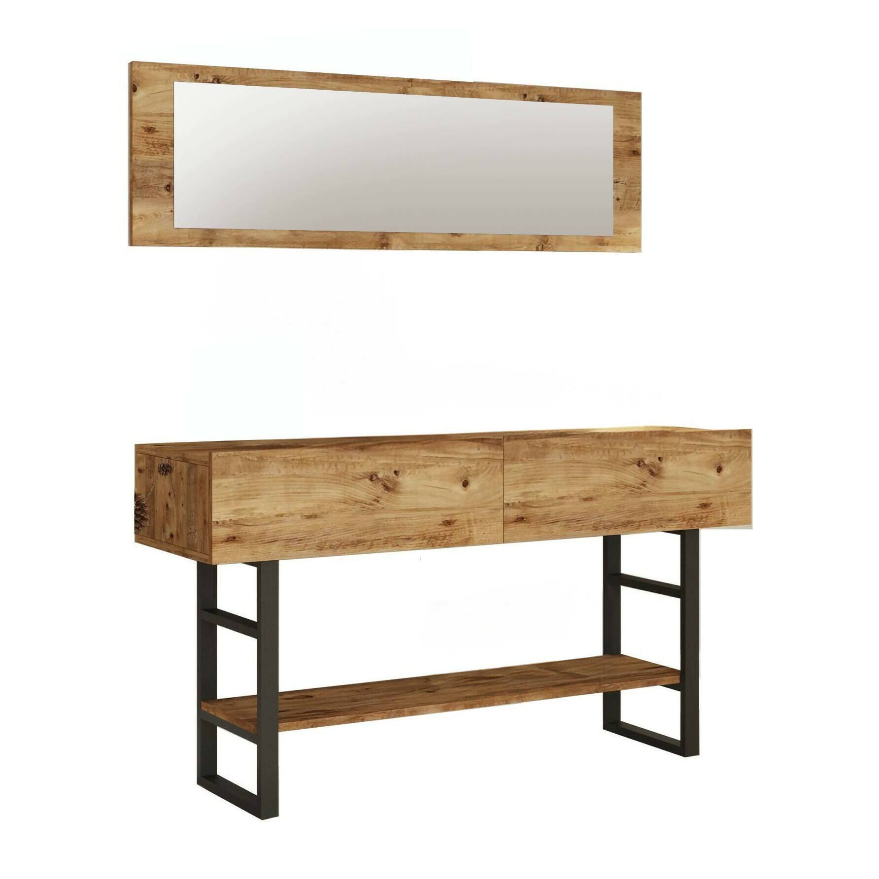 Consolle Izo, Tavolo multiuso, Mobiletto d'appoggio, Scrivania da corridoio, 139x43h76 cm, Quercia