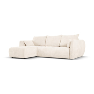 Canapé d'angle gauche convertible avec coffre de rangement "Matera" 4 places en chenille beige clair
