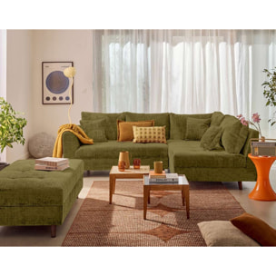 Rune - canapé d'angle droit 4 places en velours texturé - Vert Olive