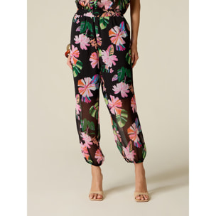 Oltre - Pantaloni joggers fantasia - Nero