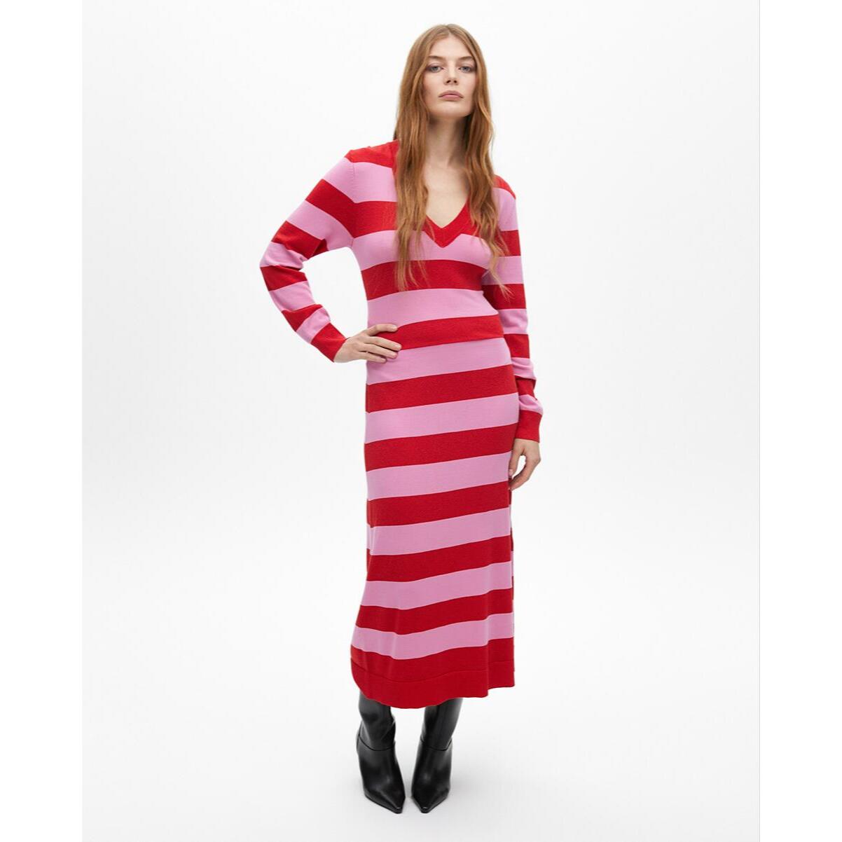 Abito Lungo a Righe in Maglia