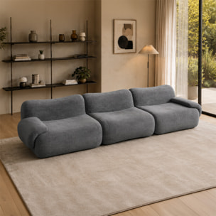 Canapé compressé 4 places en velours gris SWING