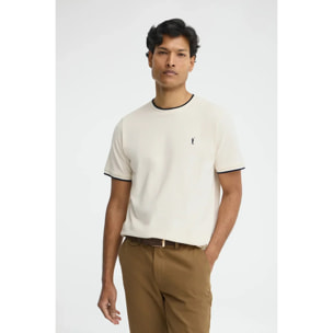 Maglietta ecrù in tessuto piquet con logo Rigby Go