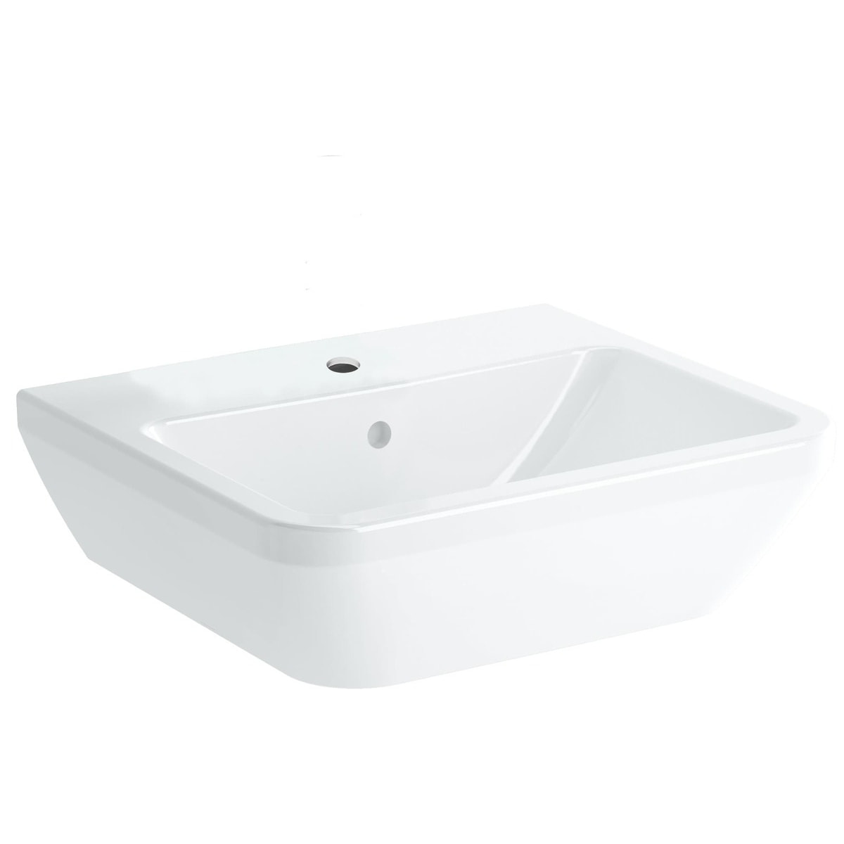 Integra Lavabo suspendu 50x43 cm avec trou pour robinetterie au milieu, Blanc (7048-003-0001)