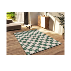ASTRA Alfombra geométrica de pelo corto verde, varias medidas disponibles.