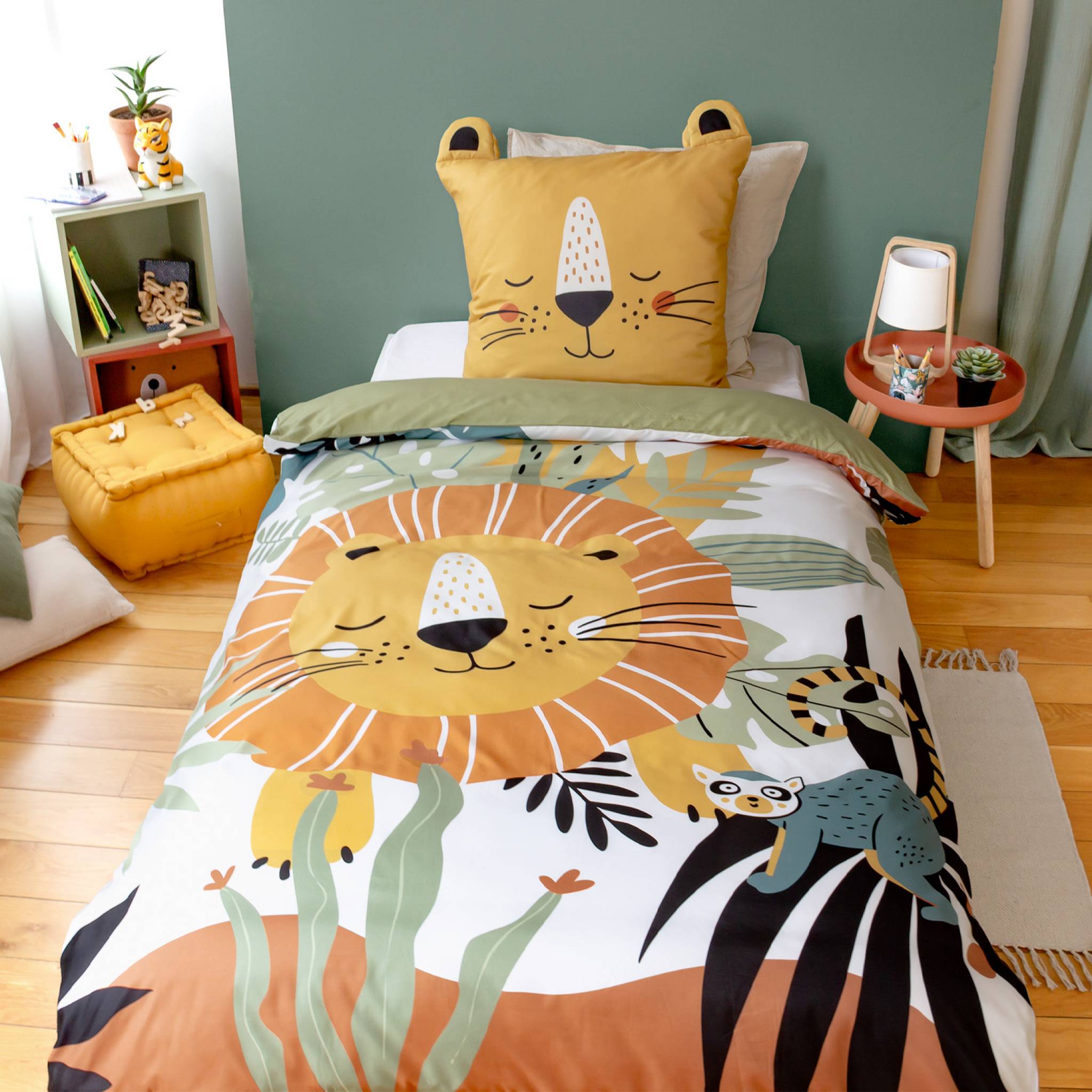 Parure de lit microfibre réversible imprimé savane 1 place 140x200cm - Oscar