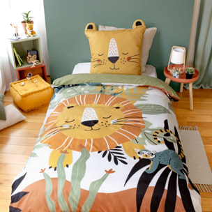 Parure de lit microfibre réversible imprimé savane 1 place 140x200cm - Oscar