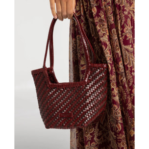 Bolso de mano de mujer de piel trenzada