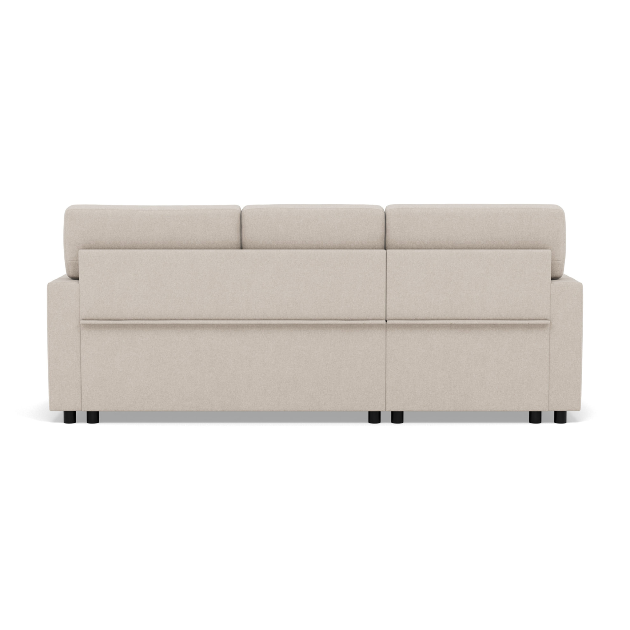 Meiya - canapé d'angle réversible 4 places convertible avec coffre en tissu - Beige