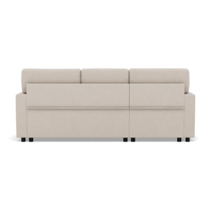 Meiya - canapé d'angle réversible 4 places convertible avec coffre en tissu - Beige