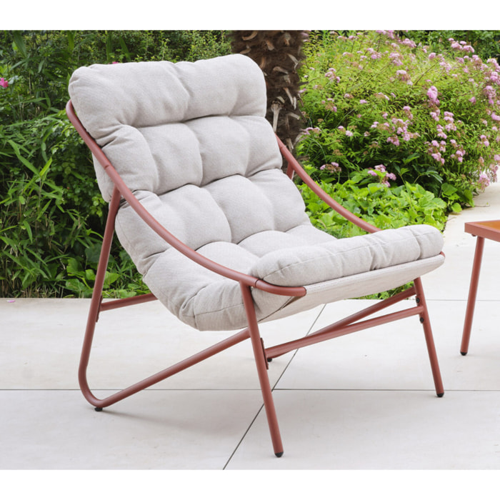 Salon de jardin en acier - 2 places - terracotta - LEMAN