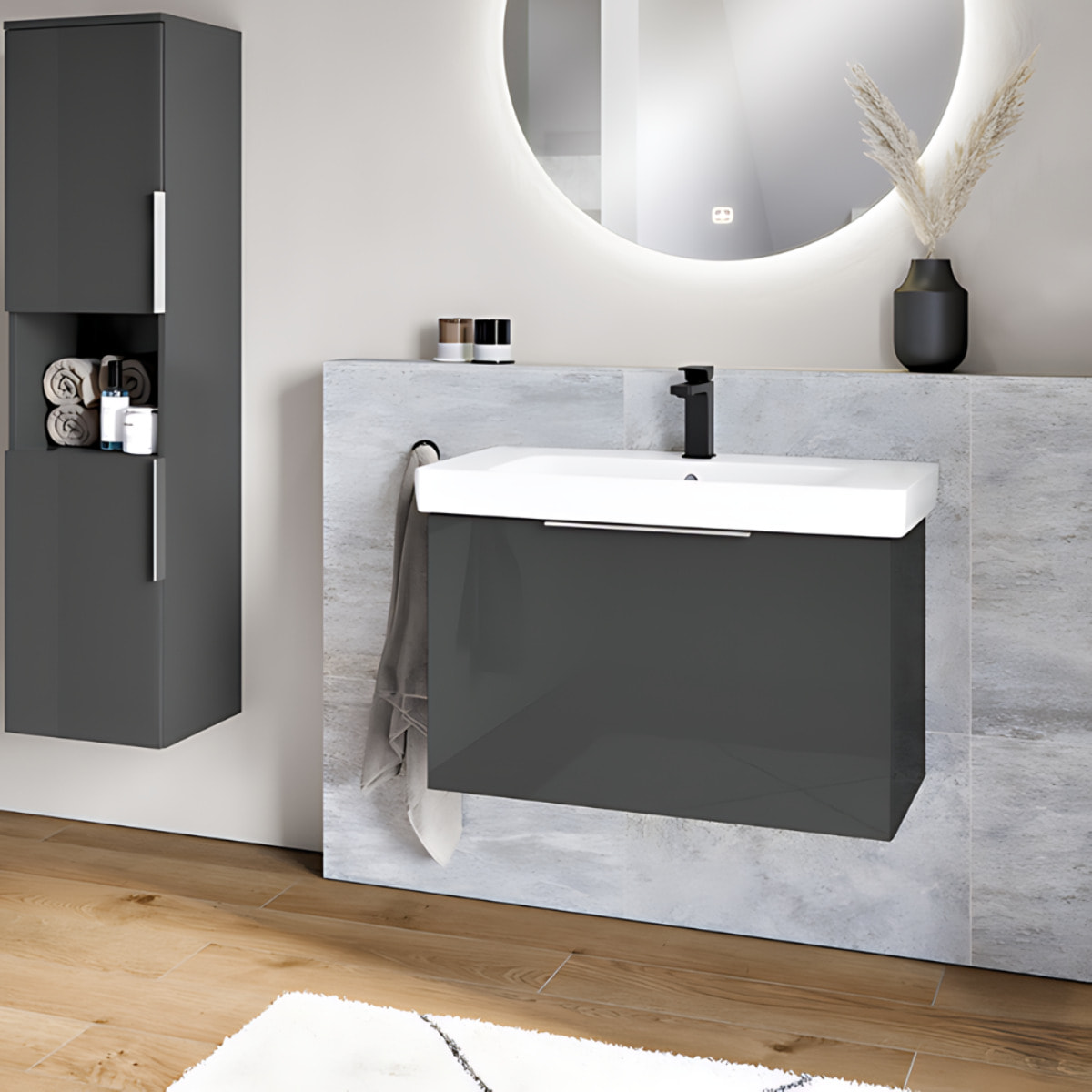 Mitigeur lavabo Architectura Square avec tirette Matt Black