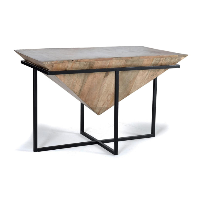Mesas de Centro de Madera de Mango 100 Cm Estilo Industrial Moderno
