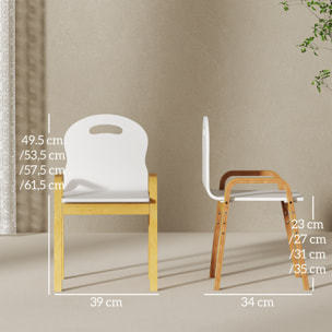 Lot de 2 chaises enfant style nordique en bois - hauteur réglable 4 niv. - empilables