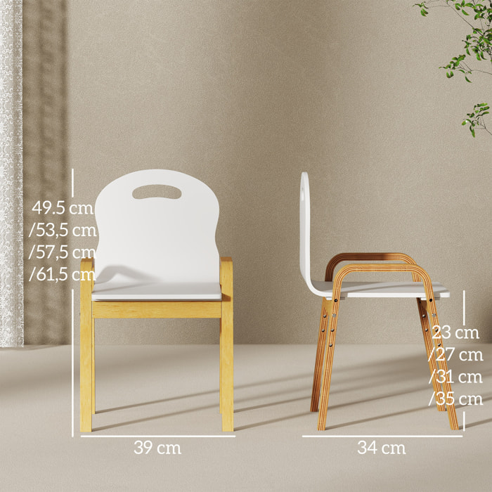 Lot de 2 chaises enfant style nordique en bois - hauteur réglable 4 niv. - empilables