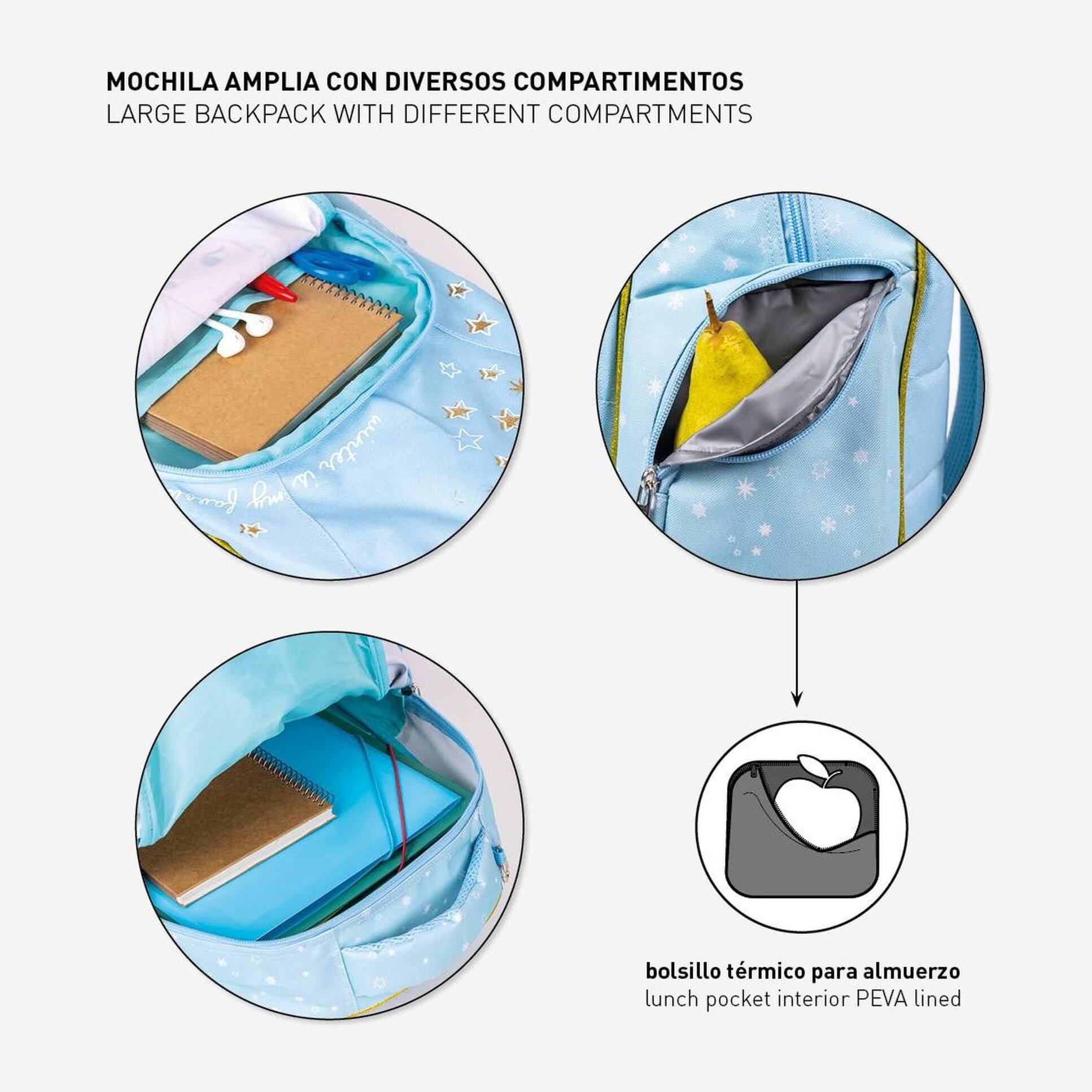 Mochila escolar mediana de frozen, niños, multicolor