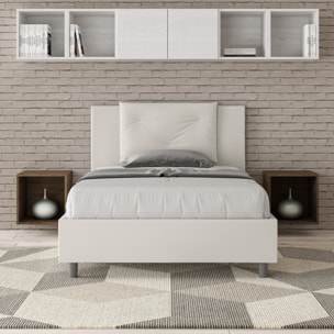 Letto una piazza e mezza senza rete imbottito 120x210 similpelle bianco Appia