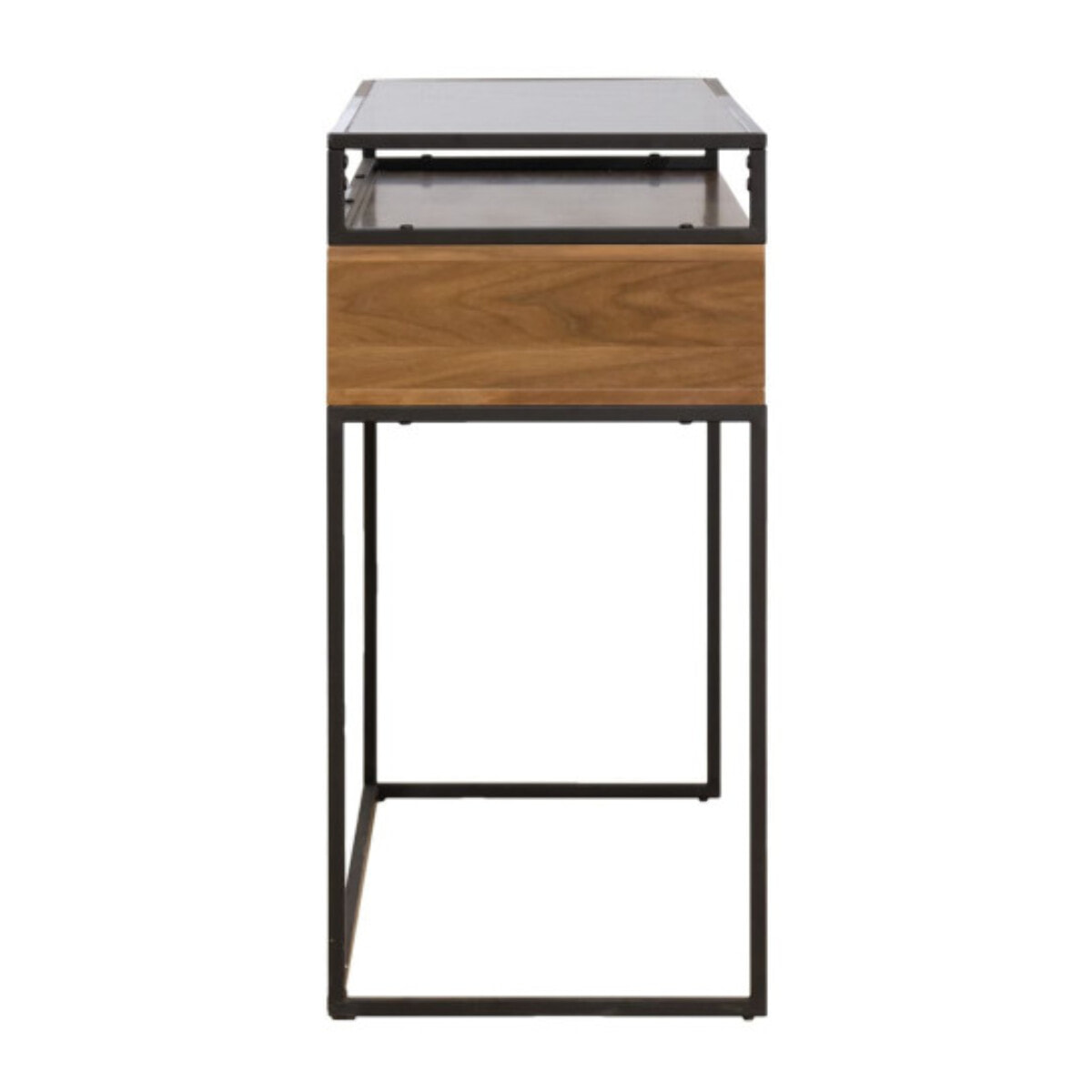 Console décor bois foncé et métal noir industriel - ESPERANCIO 063