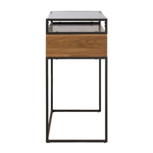 Console décor bois foncé et métal noir industriel - ESPERANCIO 063
