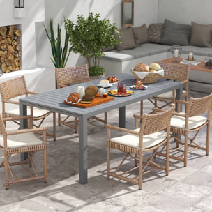 Table de jardin extensible 6-8 personnes dim. 180/240L x 94l x 73H cm alu gris