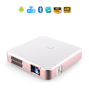 DAM Mini video proyector LED portátil S280, DLP. HD 720P. Android 9.0, WiFi, panel táctil. Batería recargable. Duplicación pantalla. Netflix, Youtube, etc. 12,8x12,8x3,4 Cm. Color: Blanco