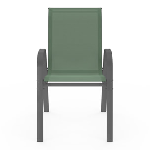 Chaises de jardin empilables textilène vert - lot de 6