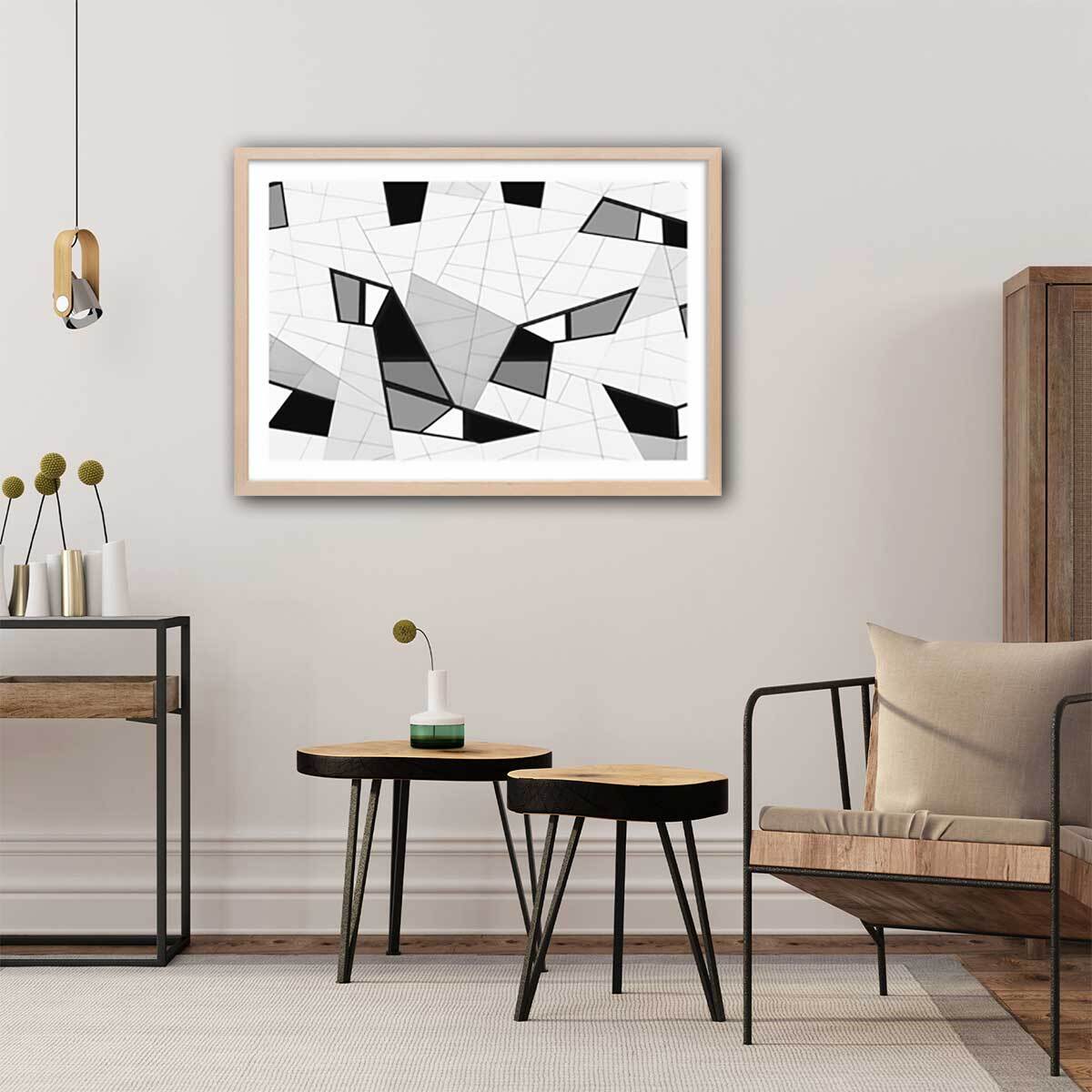 Affiche design detail puzzle Affiche + cadre en bois - Chêne