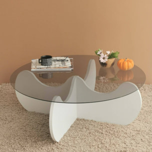 Tavolino da salotto Willow, Tavolo basso da caffè, Portariviste per divano, Ripiano da soggiorno, 90x90h30 cm, Bianco