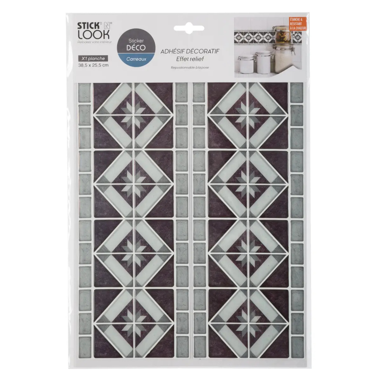 Sticker - carrelage - gris - 25x30 - 5 cm