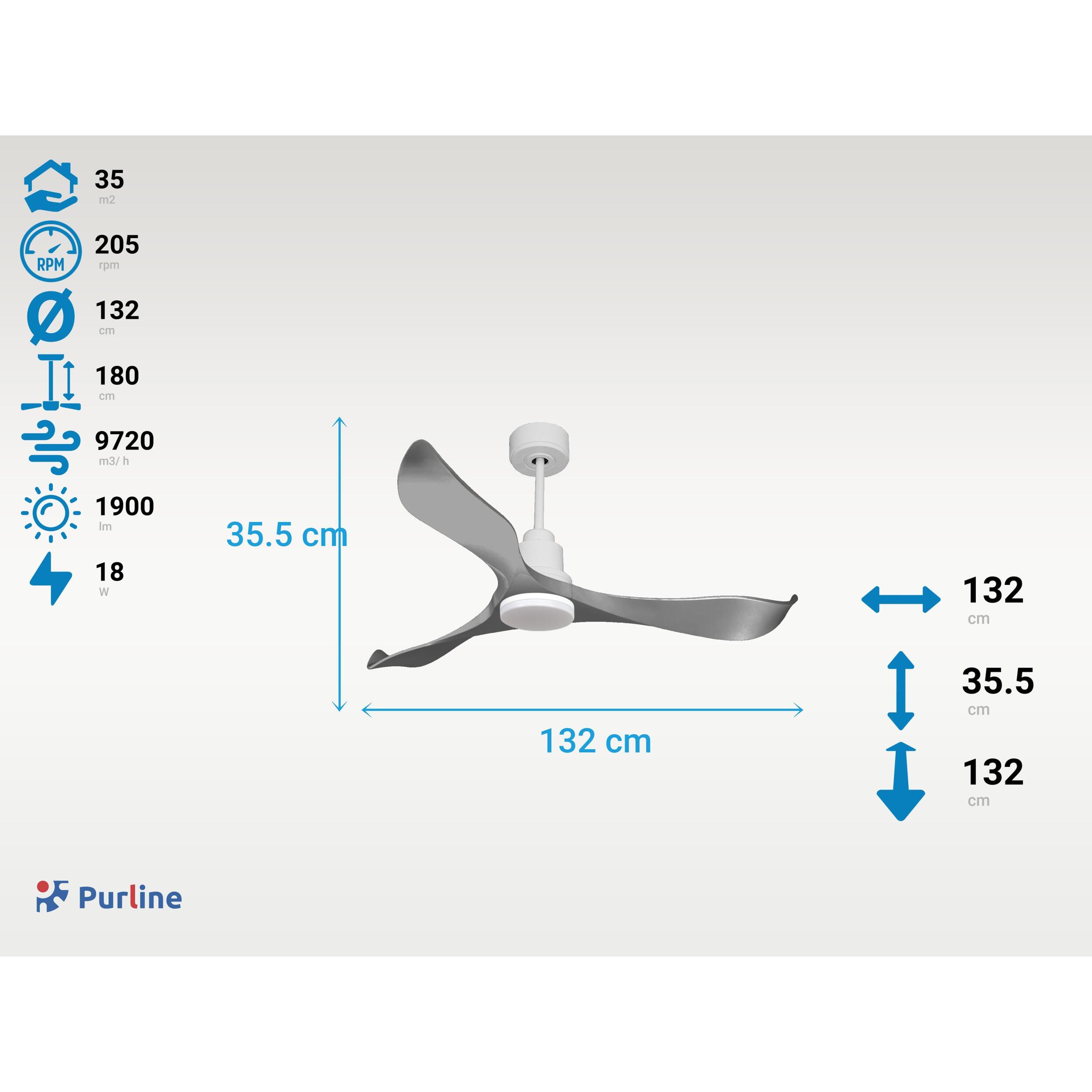Ventilateur de plafond Réversible  Thermostat Dimmable Wifi Moteur à courant continu Toits en pente Télécommande Lumière à trois tons Mémoire