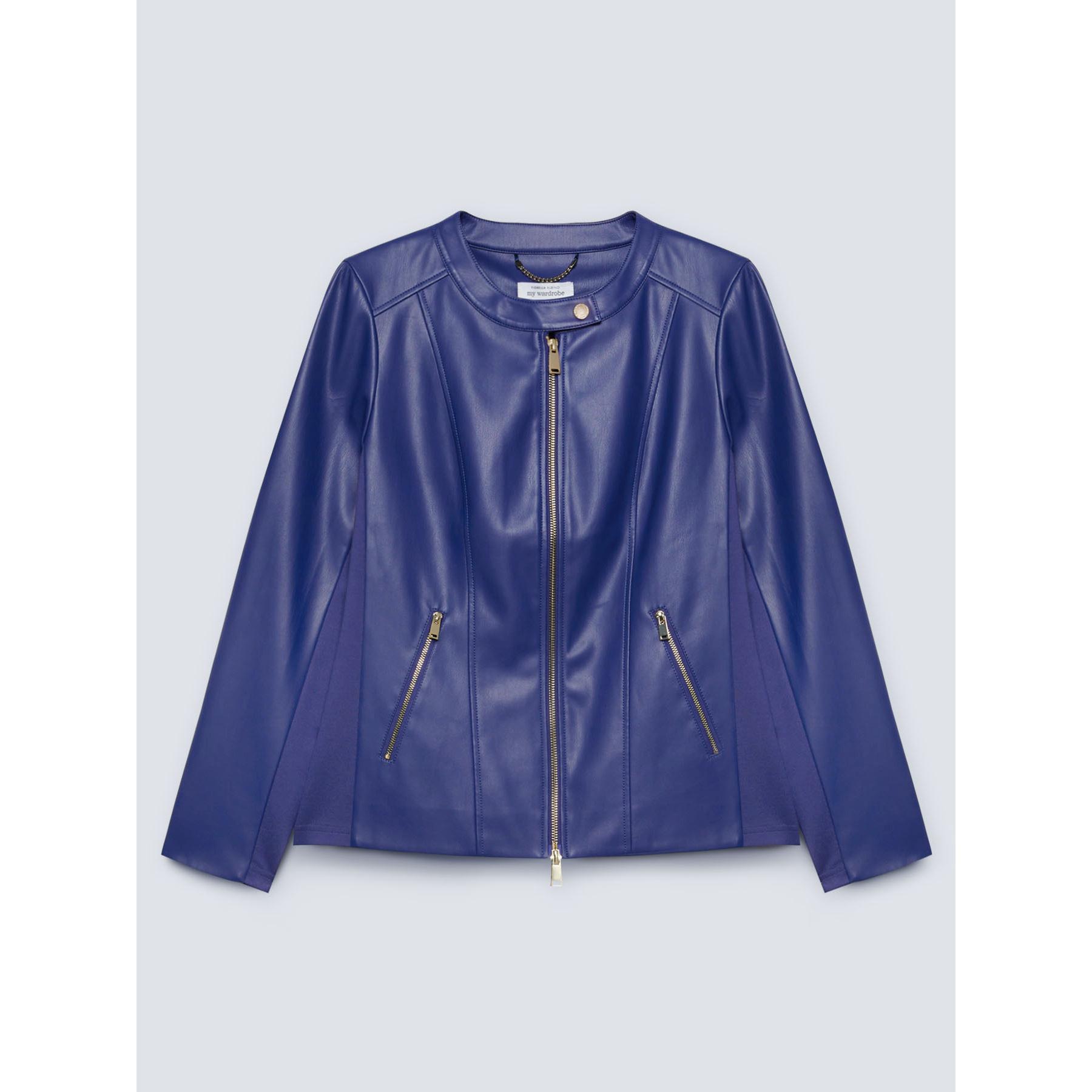 Fiorella Rubino - Giacca biker con scollo tondo - Blu